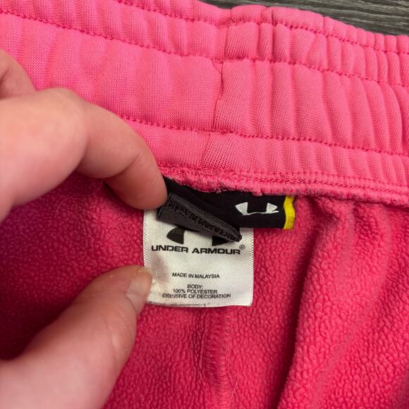 Under Armour UA Pink Womens L Semi Fitted Cold Gear Wide Leg Sweatpants Fleece - Picture 4 of 11
